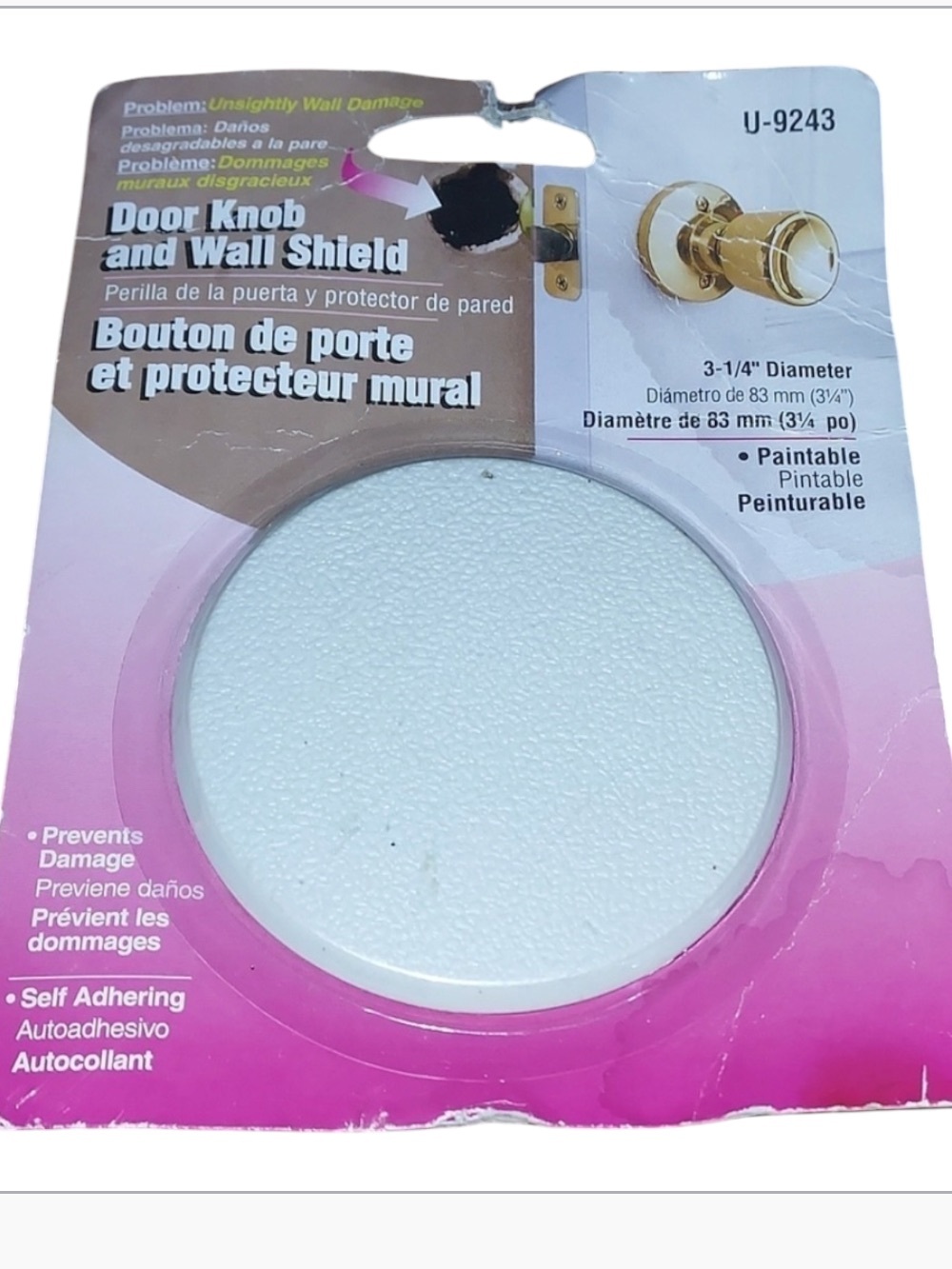 PRIME-LINE  door knob 3-1/4 in. W X 3-1/4 in. L Vinyl White Wall Protector